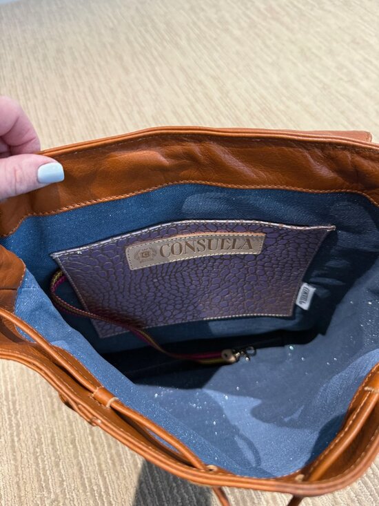 Conseula Leather Backpack - Brandy with Pink Stripe Straps main image 5